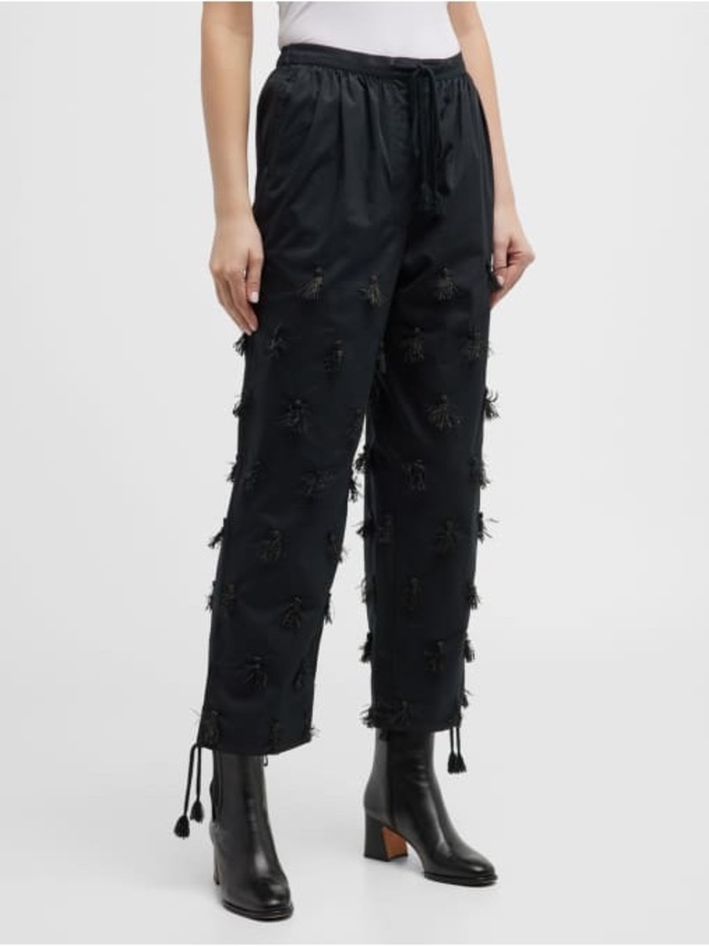 Tory Burch Cropped Poplin Tassel Pants